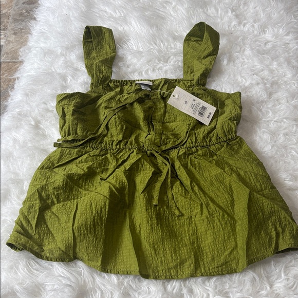 NWT A New Day Green Sleeveless Keyhole Tie Front Blouse XS - Picture 1 of 11